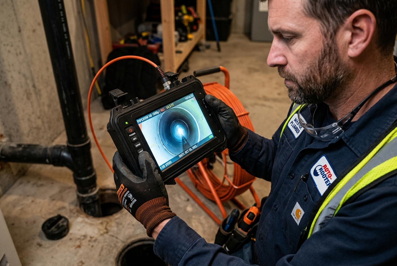 Plumbing camera diagnostic sewer line inspection in Houston